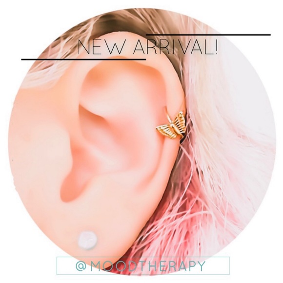 20G Butterfly Helix Cartilage Hoop Earring 925 Sterling Silver & 14K Gold Filled - Picture 1 of 9